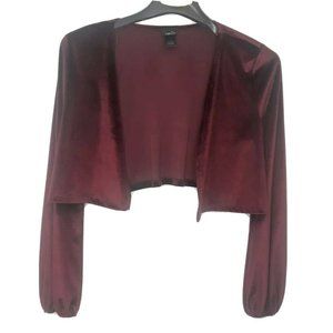 Rue 21 Velvet Tie Front Shrug Juniors XL Burgandy